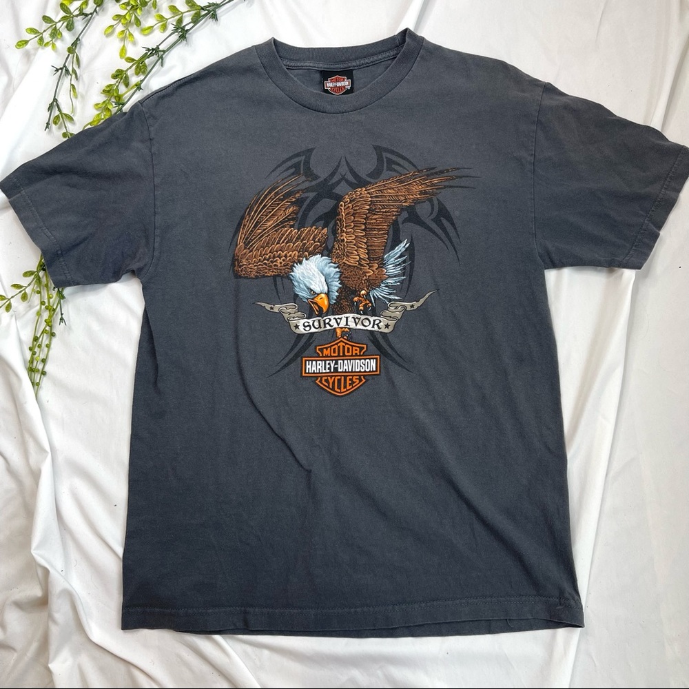 Harley-Davidson Eagle Survivor Baldwin Park California Beach Grey Shirt Large